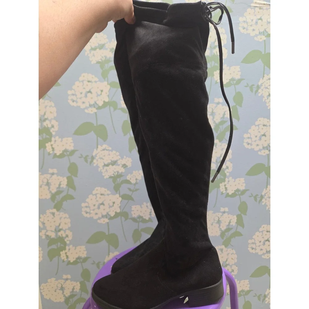 Circus by Sam Edelman Black Faux Suede Over The Knee Boots 6.5